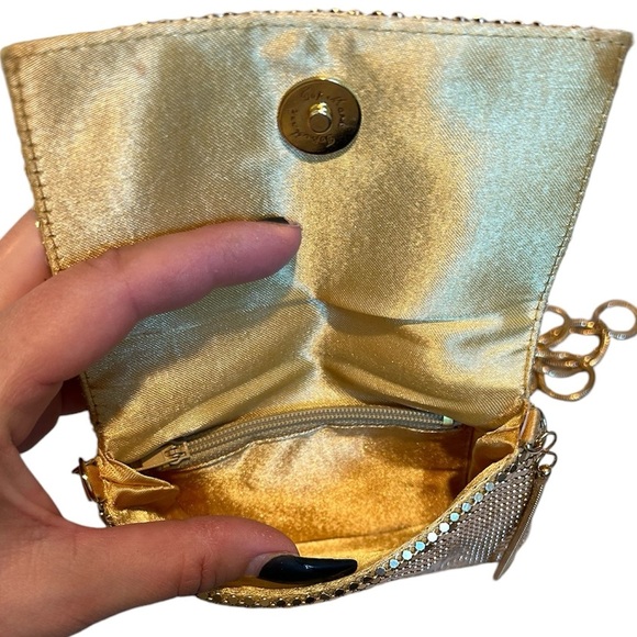 Gold Mesh Purse Handbag Evening Metal Bag Crossbody Vintage 80s 90s Top Mark - Picture 11 of 11